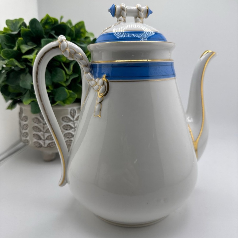 Antique c1879 H&C Haviland Limoges France Nautical Rope and Cable Coffee Teapot - Picture 4 of 6